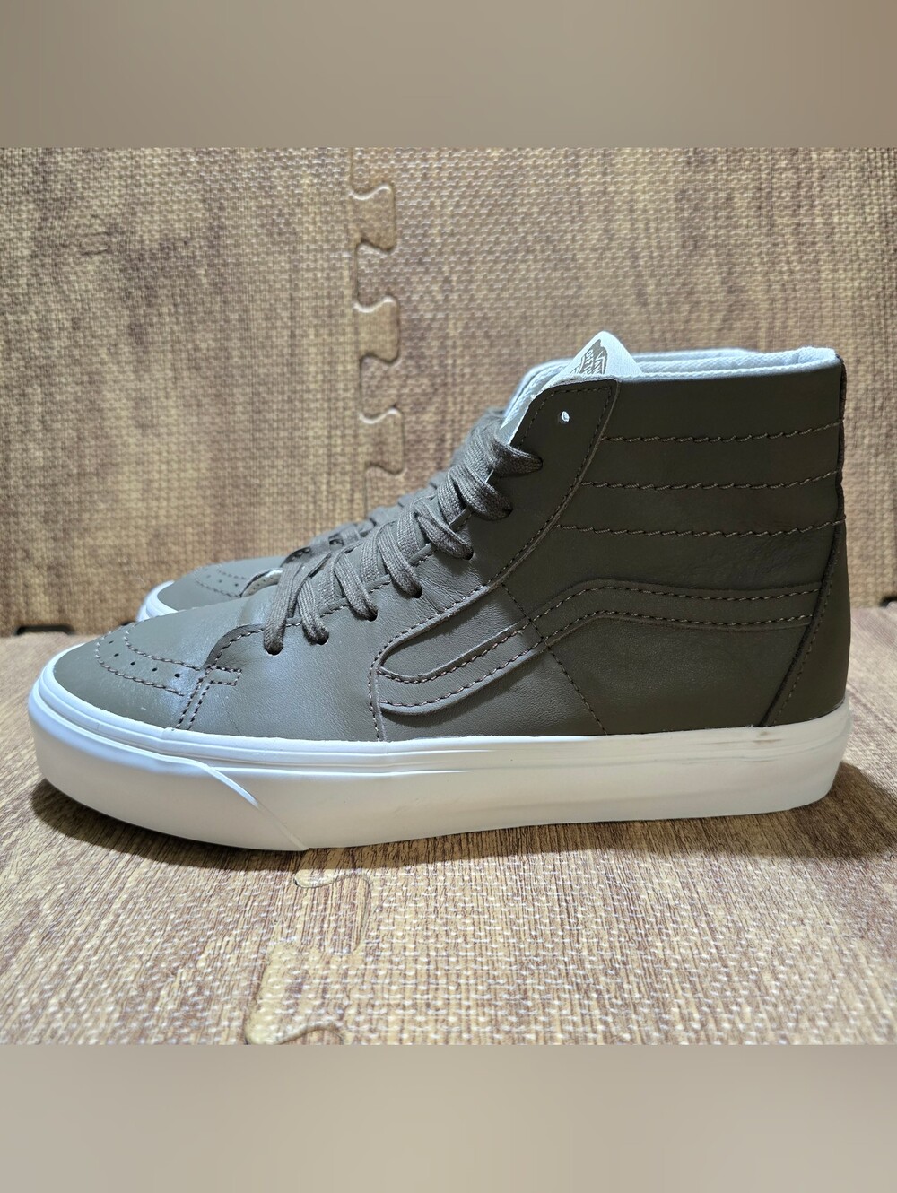 Vans Sk8-Hi Tapered Soft Leather Olive Green Mens 7.5 Womens 9.5 NWOB